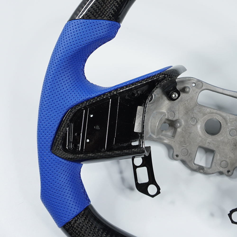 Private custom carbon fiber steering wheel For Chevrolet/Chevy Corvette C8/ blue perforated leather