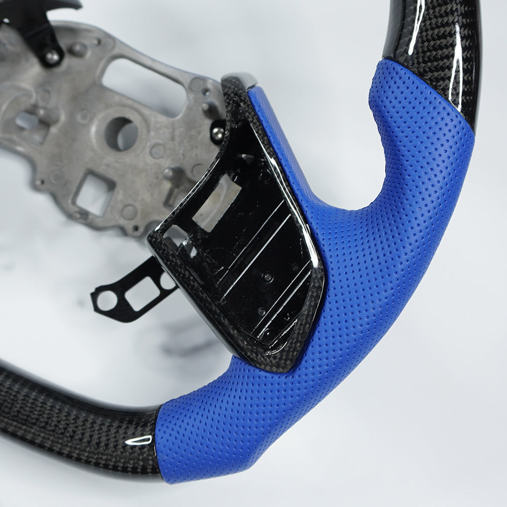 Private custom carbon fiber steering wheel For Chevrolet/Chevy Corvette C8/ blue perforated leather