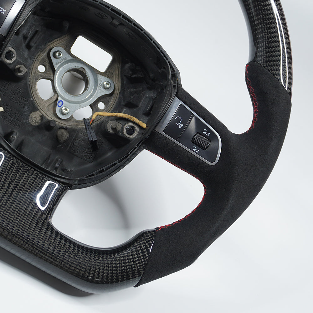 Private custom glossy carbon fiber steering wheel for audi A3/A4/A5/A6/S/RS with Alcantara&buttons
