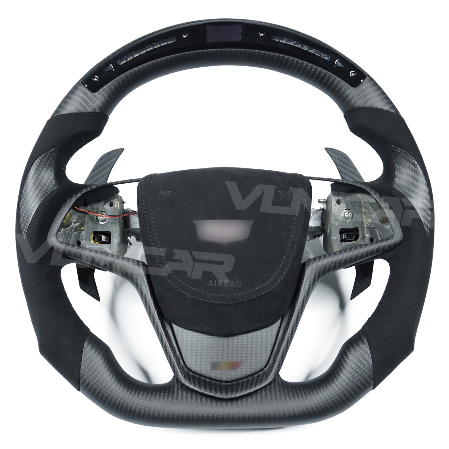 Private custom Matte carbon fiber steering wheel for Cadillac ATS/CTS-V with LED display & shift paddle & Alcantara