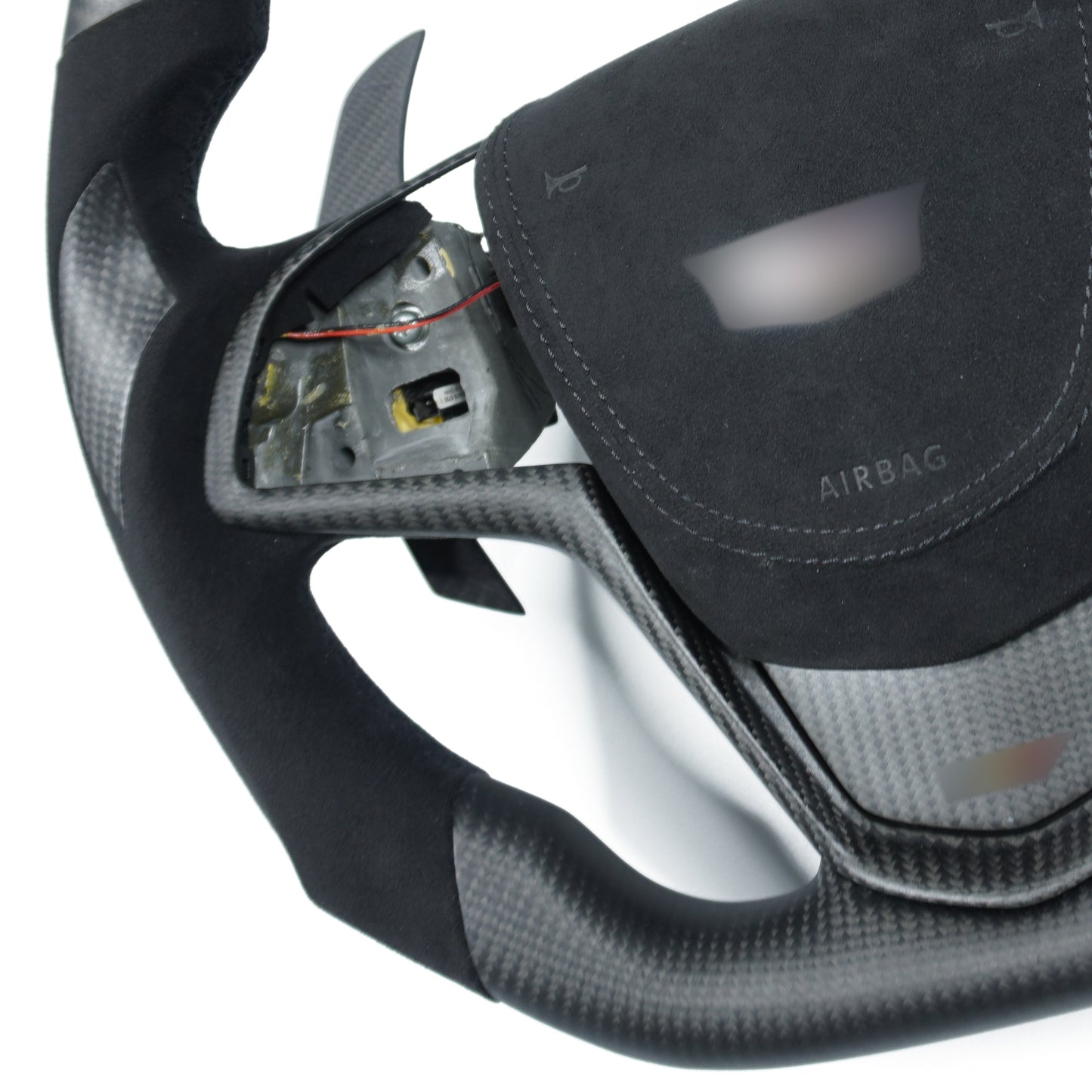 Private custom Matte carbon fiber steering wheel for Cadillac ATS/CTS-V with LED display & shift paddle & Alcantara