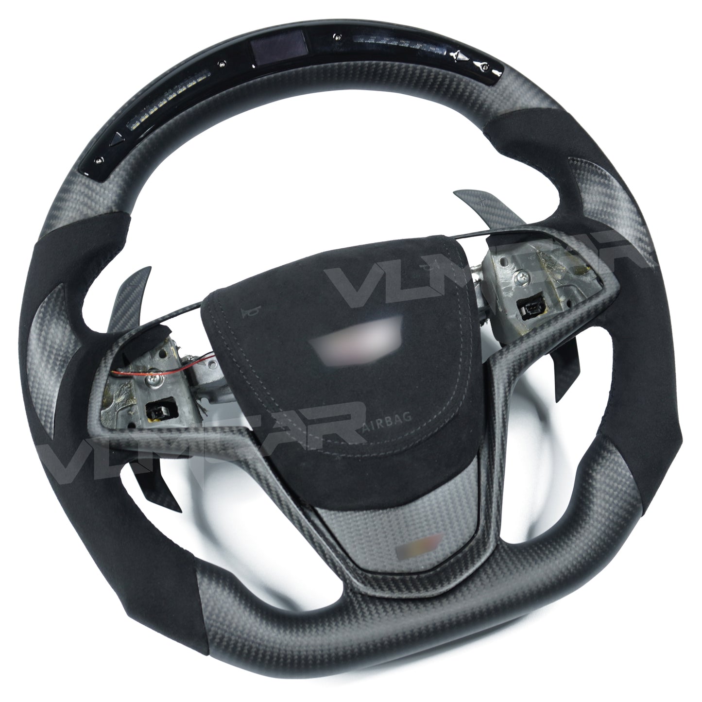 Private custom Matte carbon fiber steering wheel for Cadillac ATS/CTS-V with LED display & shift paddle & Alcantara