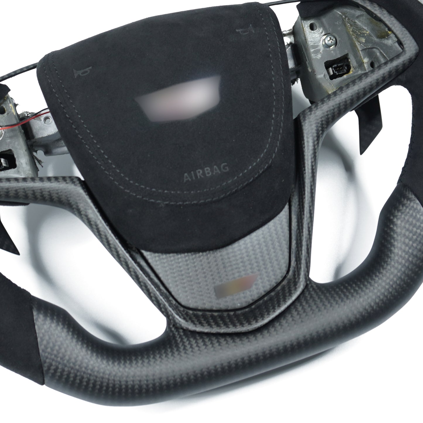 Private custom Matte carbon fiber steering wheel for Cadillac ATS/CTS-V with LED display & shift paddle & Alcantara