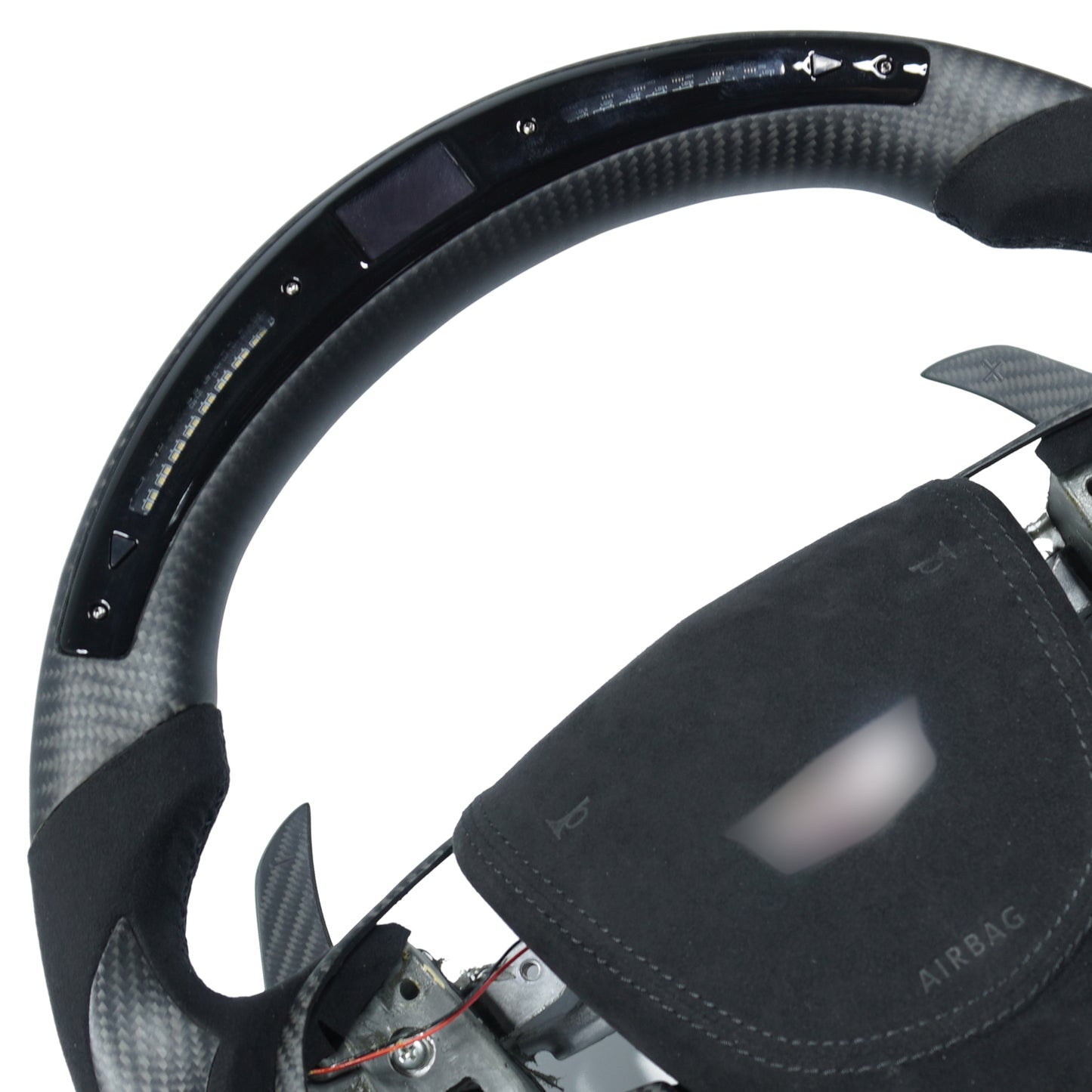 Private custom Matte carbon fiber steering wheel for Cadillac ATS/CTS-V with LED display & shift paddle & Alcantara