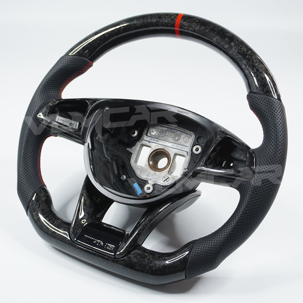 Private custom forged carbon fiber steering wheel for Benz C-class /CLA/GLA/W205 /W117/W176 / glossy carbon&perforated leather