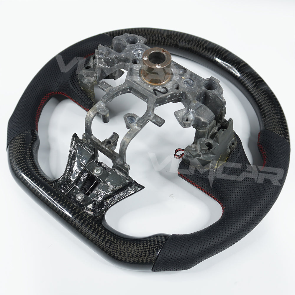 Private custom glossy Carbon Fiber steering wheel with LED displlay For Infiniti Q50/ perforate leather&red trim