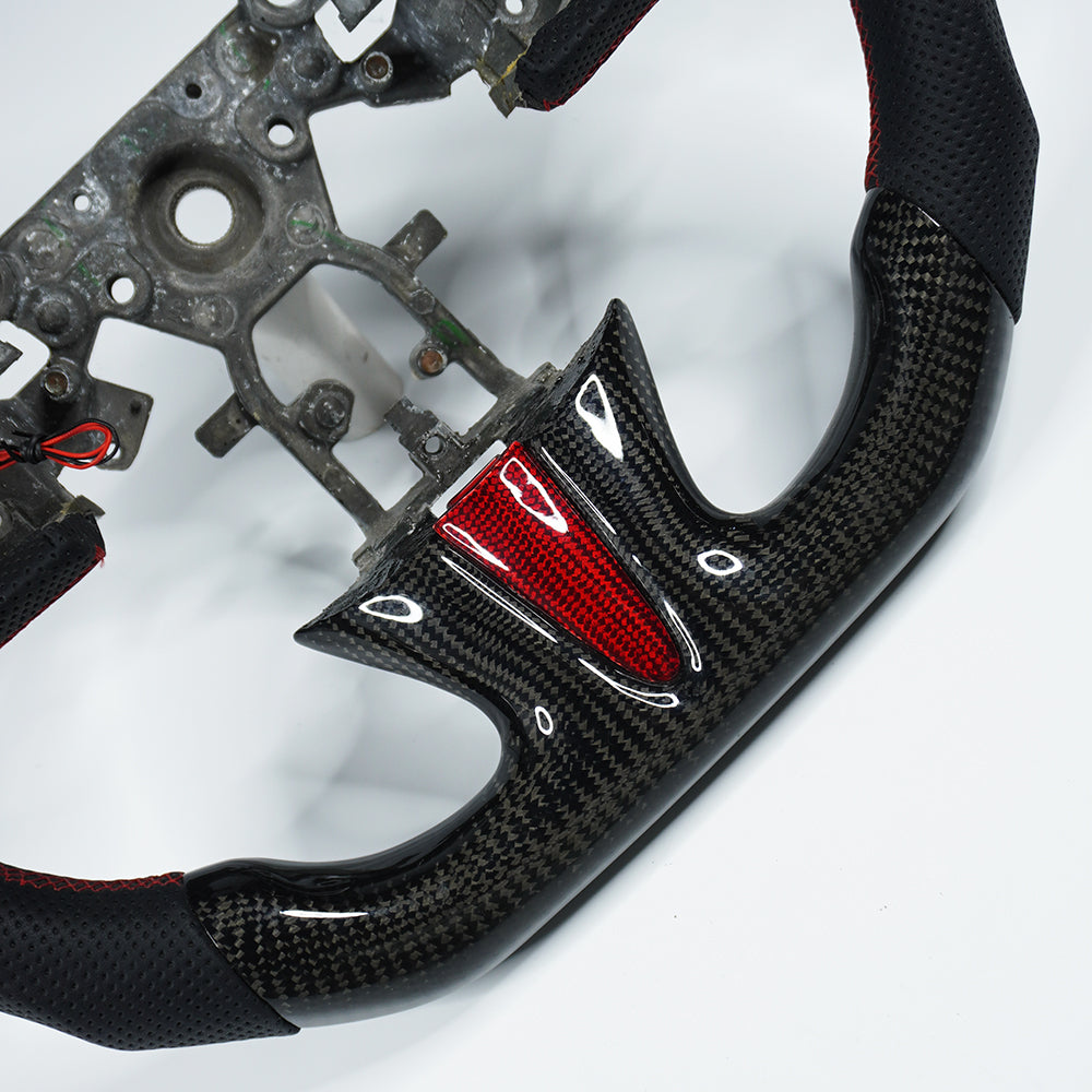 Private custom glossy Carbon Fiber steering wheel with LED displlay For Infiniti Q50/ perforate leather&red trim