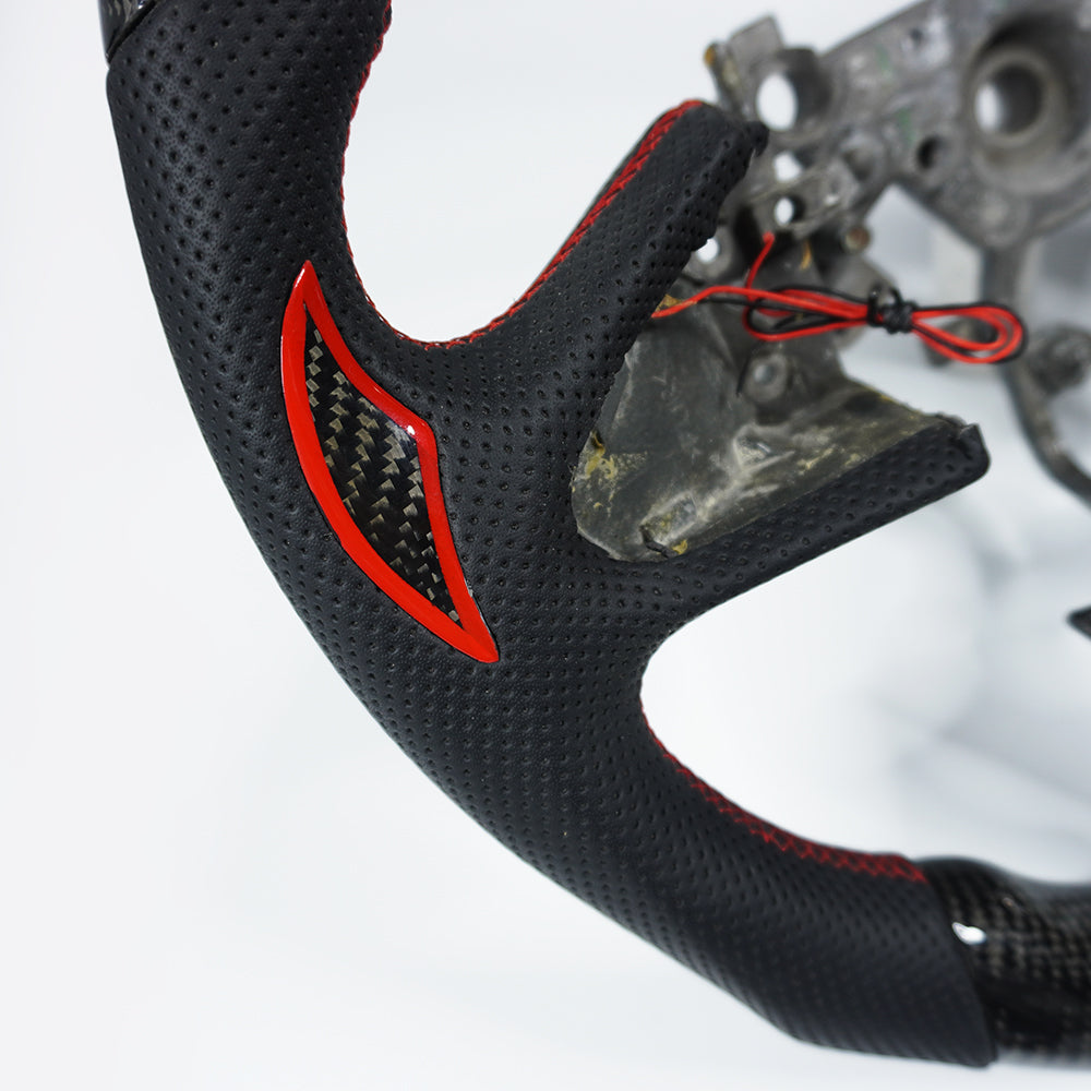 Private custom glossy Carbon Fiber steering wheel with LED displlay For Infiniti Q50/ perforate leather&red trim