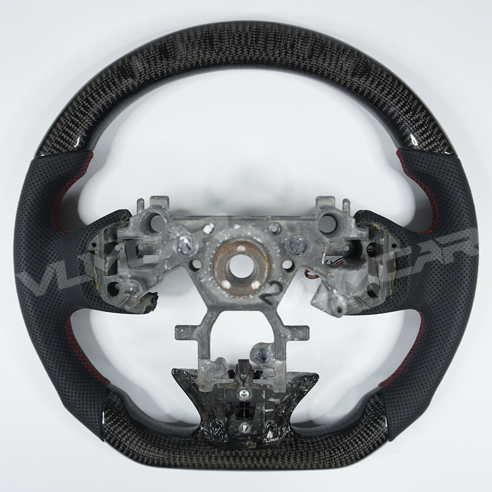 Private custom glossy Carbon Fiber steering wheel with LED displlay For Infiniti Q50/ perforate leather&red trim