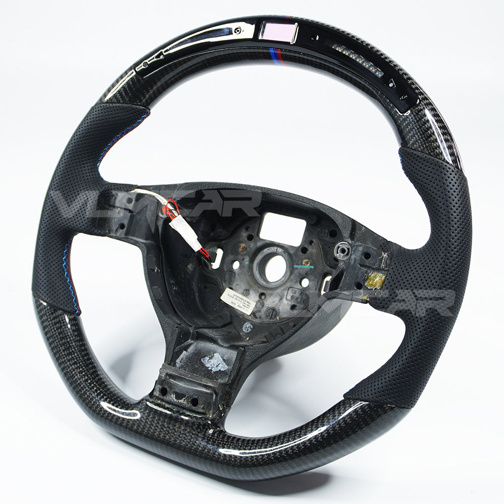 Private custom glossy carbon Fiber steering wheel with LED display&perforate leather For Volkswagen Golf 5/ MK5/ GTI