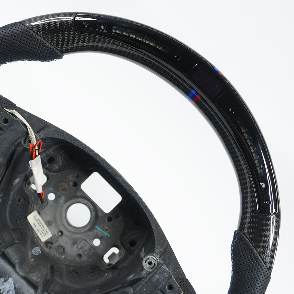 Private custom glossy carbon Fiber steering wheel with LED display&perforate leather For Volkswagen Golf 5/ MK5/ GTI