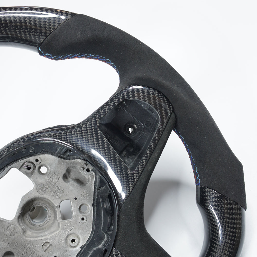 Private custom glossy carbon fiber steering wheel with Alcantara for bmw 5/8 Series/x5/x6/G30/G05