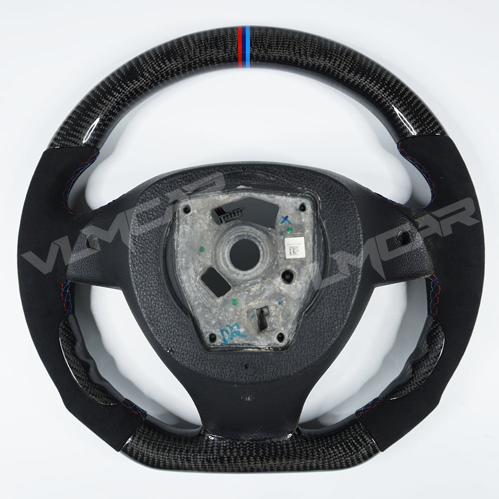 Private custom glossy carbon fiber steering wheel with suede (Alcantara) for BMW 5 series/ F10