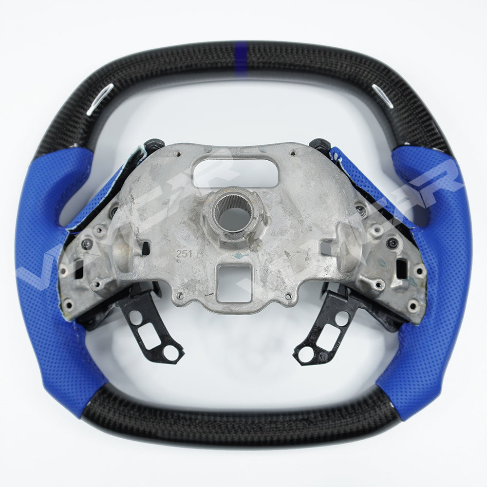 Private custom carbon fiber steering wheel For Chevrolet/Chevy Corvette C8/ blue perforated leather