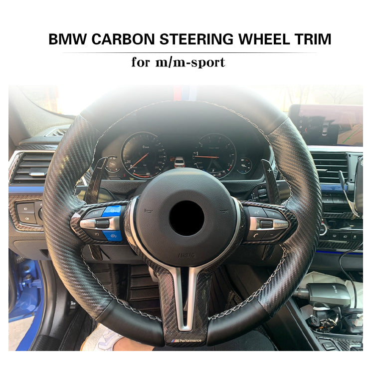 FOR BMW F80 M3 F82 M4 F10 M5 F06 F12 F13 M6 F15 X5M F16 X6M Carbon Fiber Steering Wheel Trim cover + inner trim