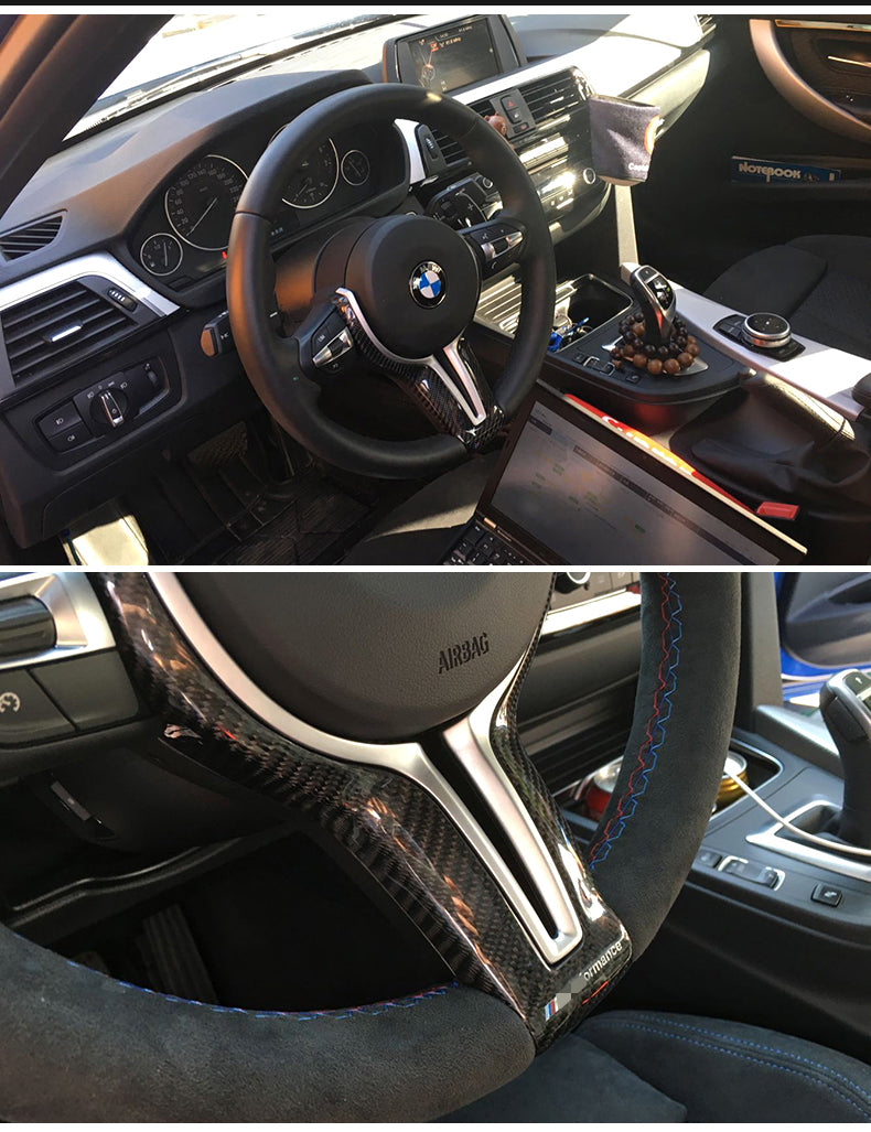 FOR BMW F80 M3 F82 M4 F10 M5 F06 F12 F13 M6 F15 X5M F16 X6M Carbon Fiber Steering Wheel Trim cover + inner trim