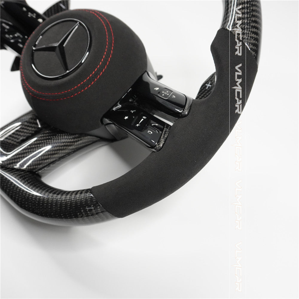 Custom New design carbon fiber AMG style steering wheel with led For Benz W204 W212 W221 W222 W223 AMG S63 G63 G55 racing wheel