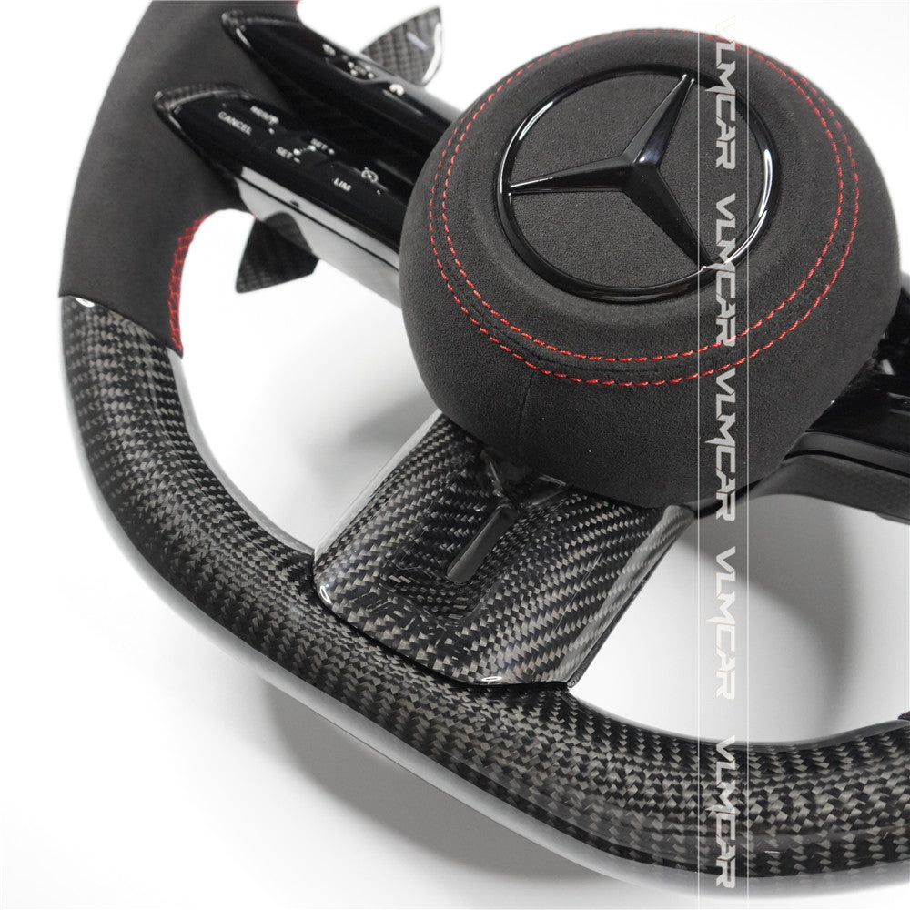 Custom New design carbon fiber AMG style steering wheel with led For Benz W204 W212 W221 W222 W223 AMG S63 G63 G55 racing wheel