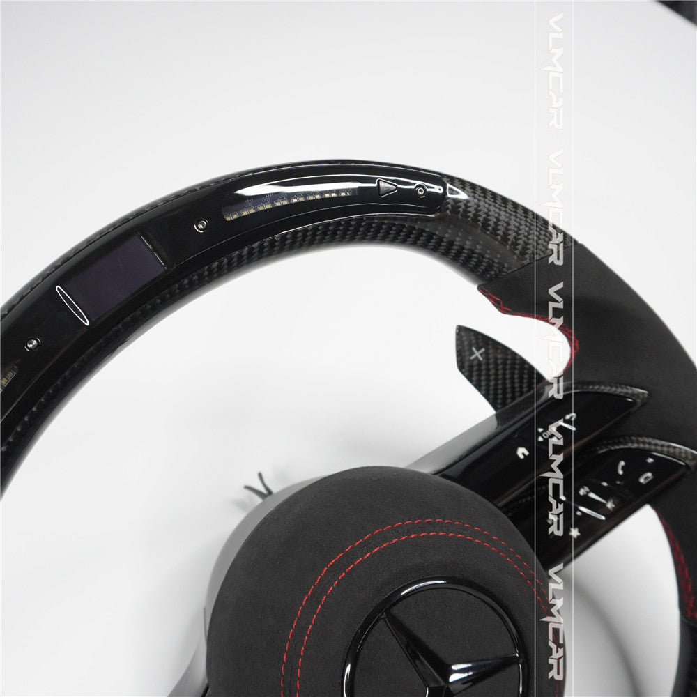 Custom New design carbon fiber AMG style steering wheel with led For Benz W204 W212 W221 W222 W223 AMG S63 G63 G55 racing wheel