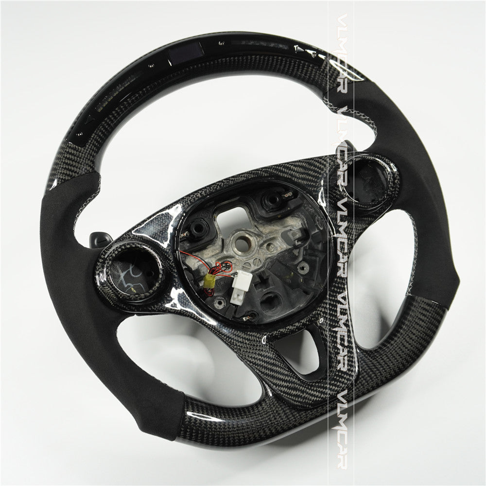Private custom leather carbon fiber steering wheel for Mercedes benz smart /with led display