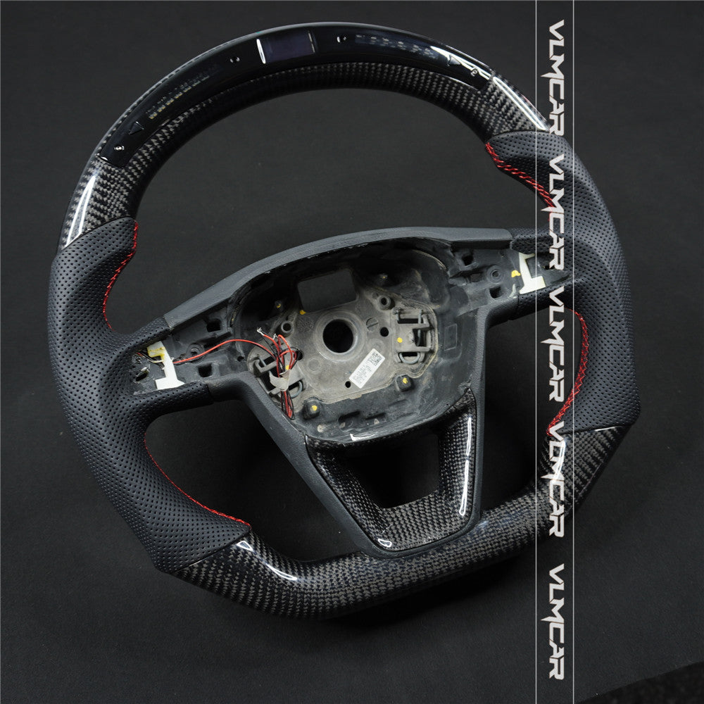 Custom led carbon fiber steering wheel For Seat/ LEON /R ST / CUPRA/with paddle holes