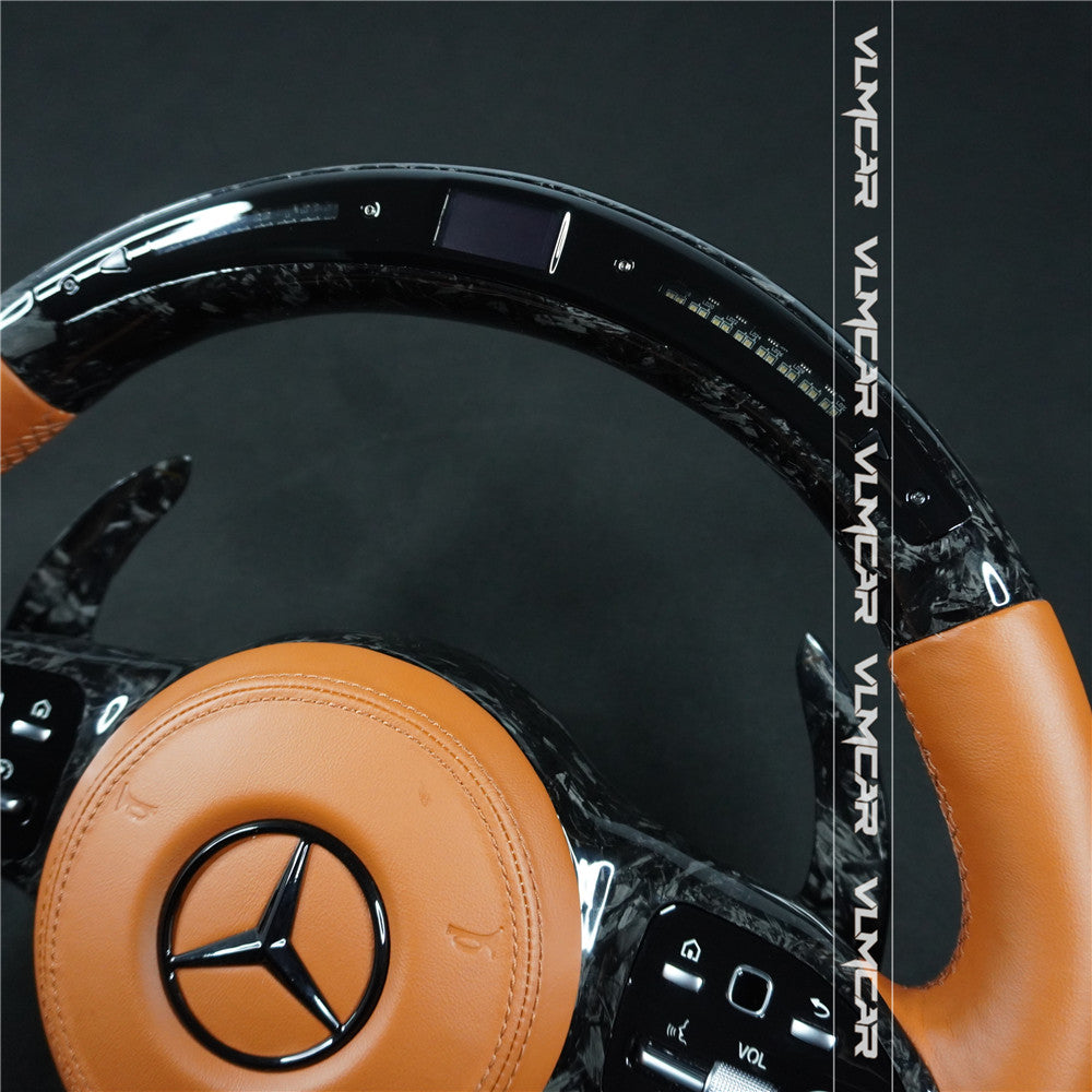 Forged Carbon fiber steering wheel For mercedes benz C/E/S/G AMG / old model to new amg 809 steering wheel with led display