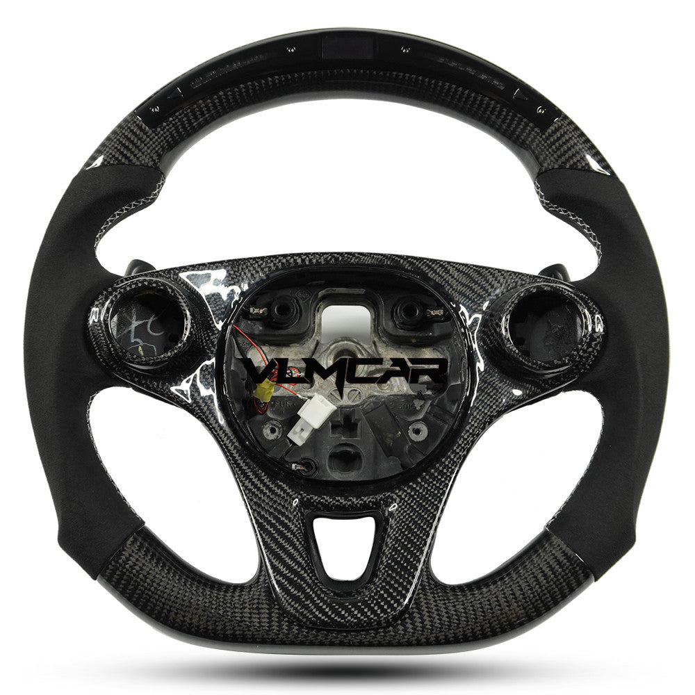 Private custom leather carbon fiber steering wheel for Mercedes benz smart /with led display