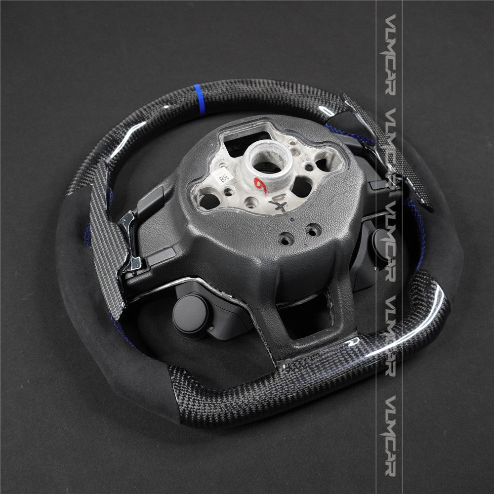Private custom carbon Fiber steering wheel with suede for Volkswagen Golf 7/MK7/MK7.5 /GTI/R/ with R8 Engine Start Stop Drive select switch button