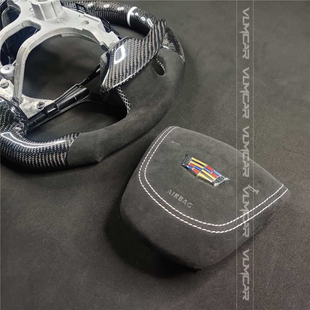 Private custom carbon fiber steering wheels with alcantara for Cadillac ATS /CTS -V3/with airbag cover