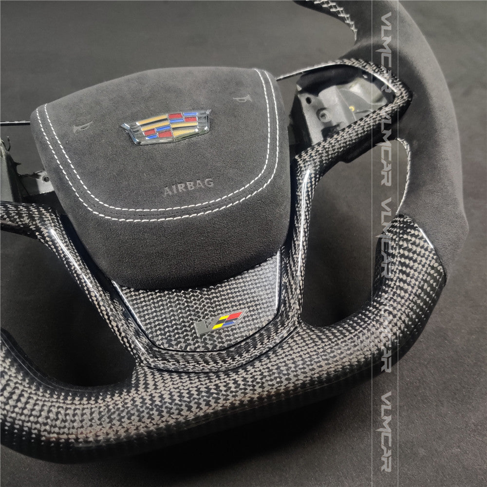Private custom carbon fiber steering wheels with alcantara for Cadillac ATS /CTS -V3/with airbag cover