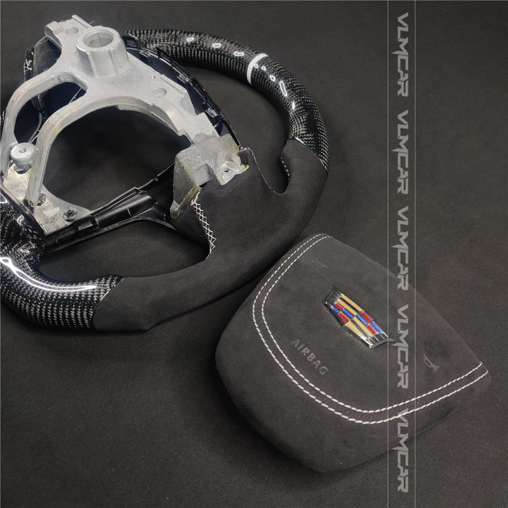Private custom carbon fiber steering wheels with alcantara for Cadillac ATS /CTS -V3/with airbag cover