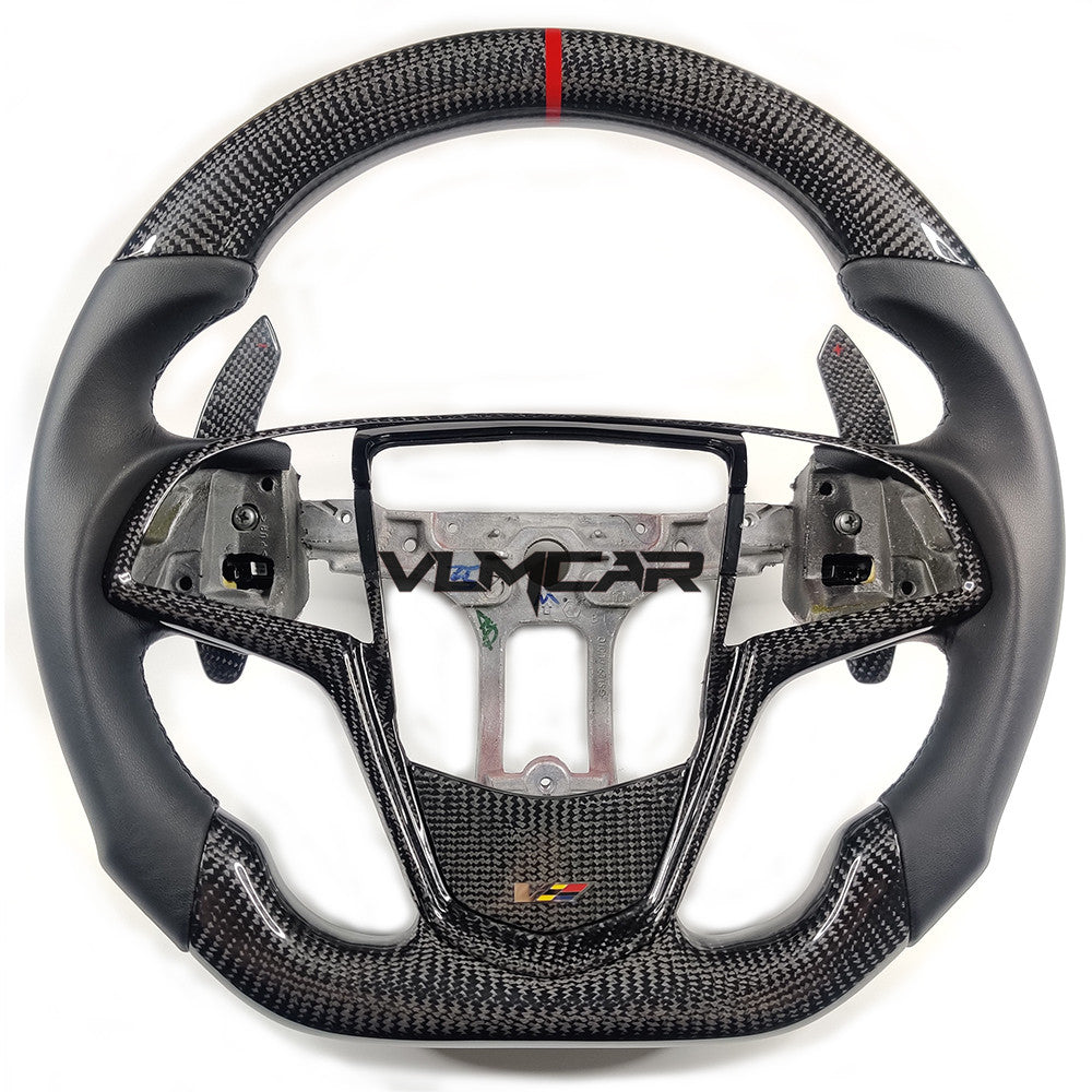 Private custom carbon fiber steering wheels with leather for Cadillac ATS /CTS -V3/with carbon shift paddles