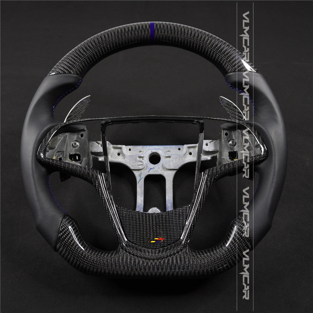 Private custom carbon fiber steering wheels with leather for Cadillac ATS /CTS -V3/with carbon shift paddles