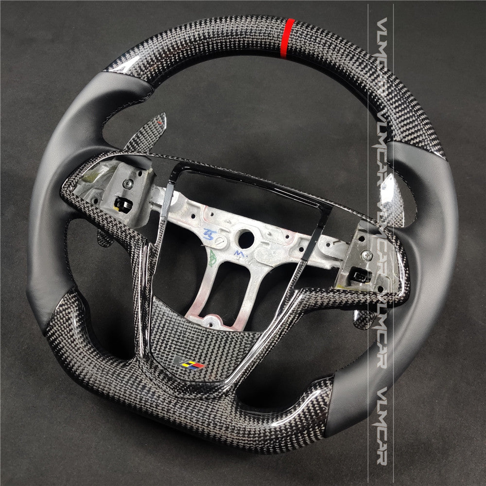 Private custom carbon fiber steering wheels with leather for Cadillac ATS /CTS -V3/with carbon shift paddles