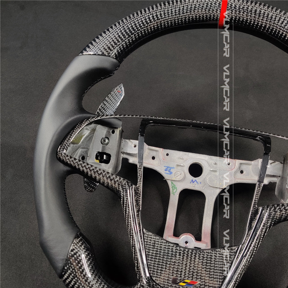 Private custom carbon fiber steering wheels with leather for Cadillac ATS /CTS -V3/with carbon shift paddles