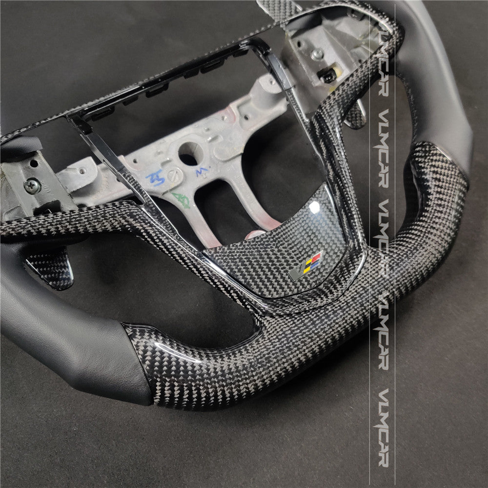 Private custom carbon fiber steering wheels with leather for Cadillac ATS /CTS -V3/with carbon shift paddles