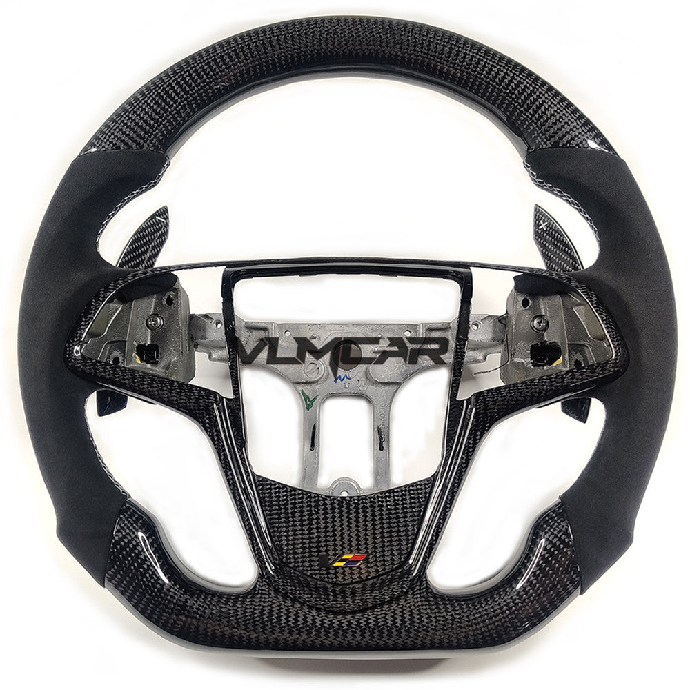 Private custom carbon fiber steering wheels with suede for Cadillac ATS /CTS -V3/with carbon shift paddels