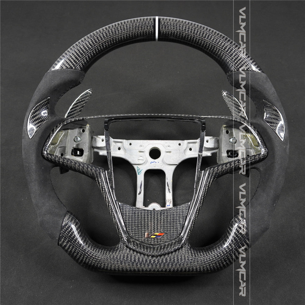 Private custom carbon fiber steering wheels with suede for Cadillac ATS /CTS -V3/with carbon shift paddels
