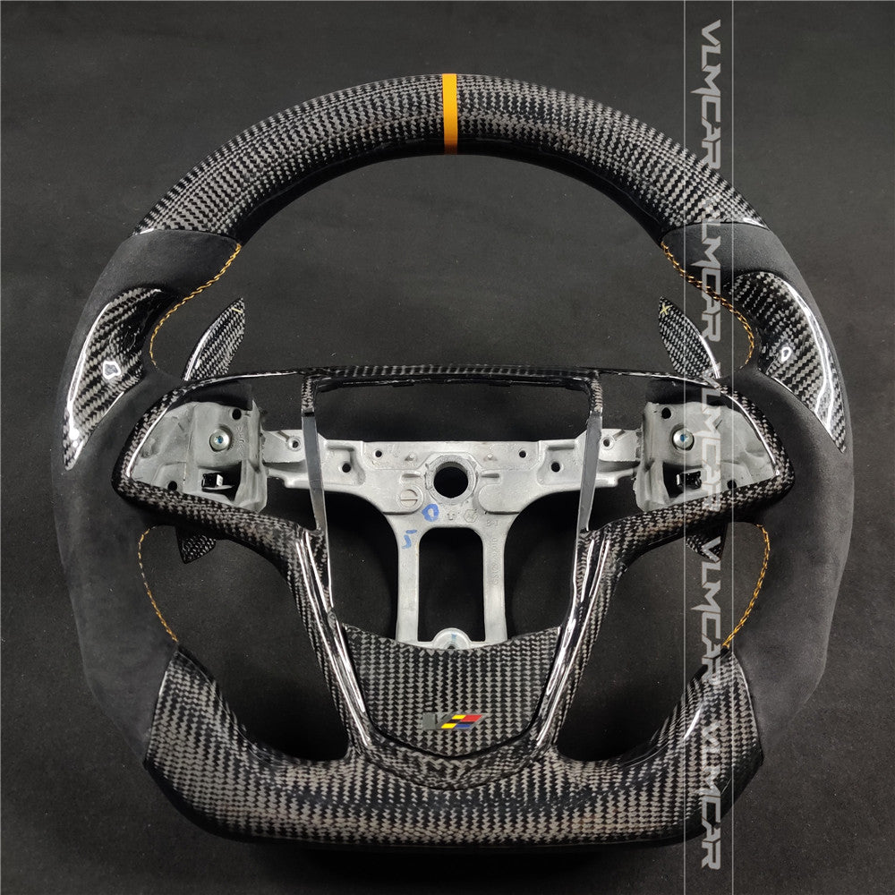 Private custom carbon fiber steering wheels with suede for Cadillac ATS /CTS -V3/with carbon shift paddels