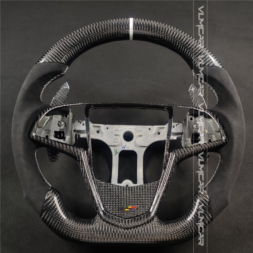 Private custom carbon fiber steering wheels with suede for Cadillac ATS /CTS -V3/with carbon shift paddels