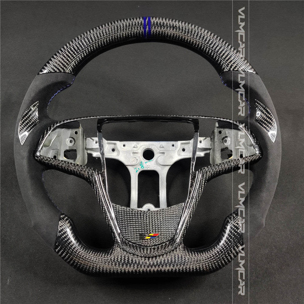 Private custom carbon fiber steering wheels with suede for Cadillac ATS /CTS -V3/with carbon shift paddels