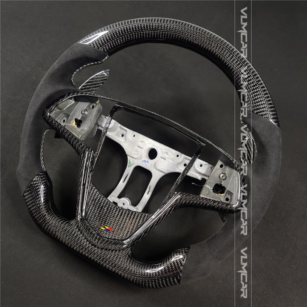 Private custom carbon fiber steering wheels with suede for Cadillac ATS /CTS -V3/with carbon shift paddels