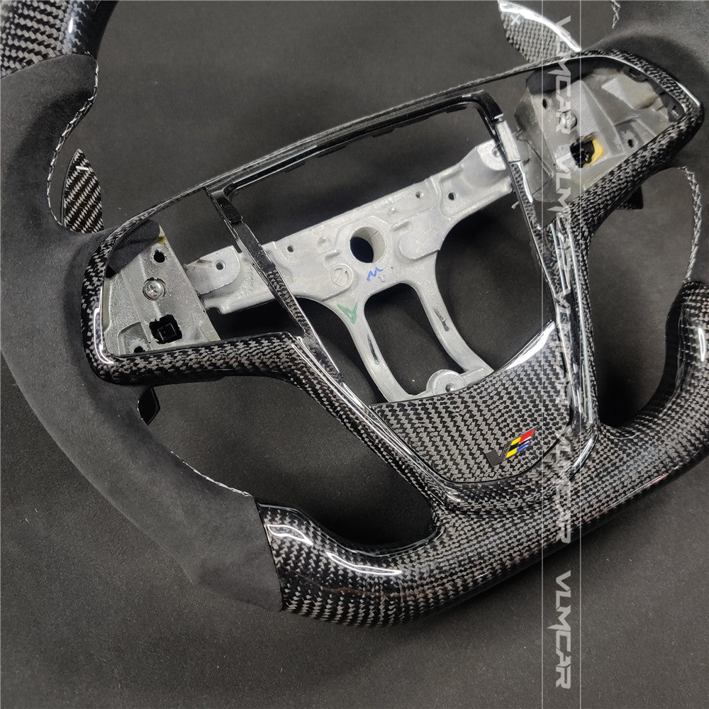 Private custom carbon fiber steering wheels with suede for Cadillac ATS /CTS -V3/with carbon shift paddels