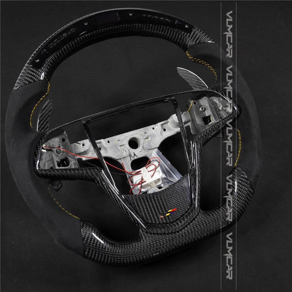 Private custom carbon fiber steering wheel with LED display for Cadillac ATS/CTS-V3 with shift paddles