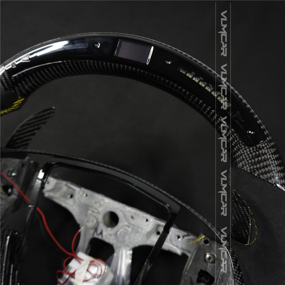 Private custom carbon fiber steering wheel with LED display for Cadillac ATS/CTS-V3 with shift paddles