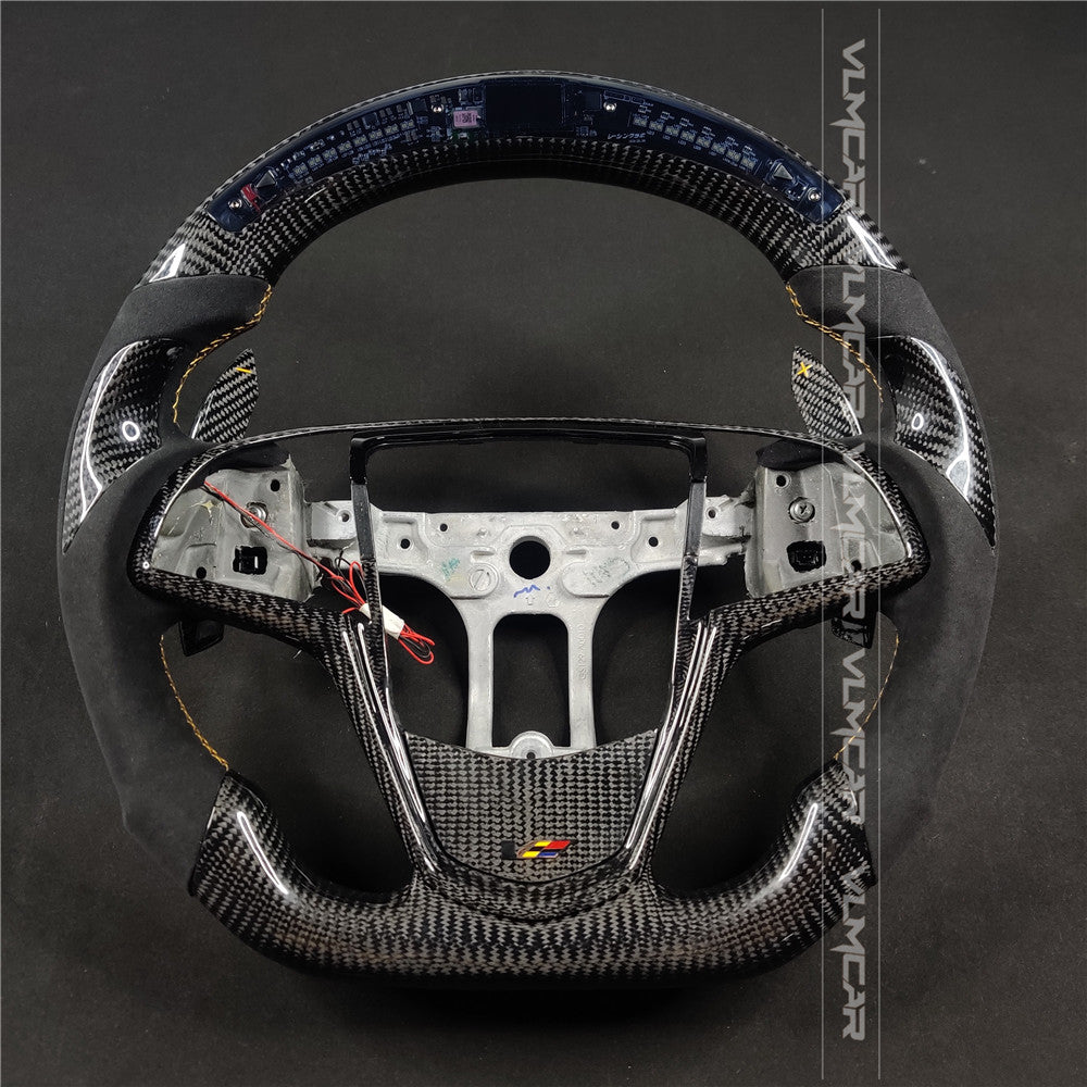 Private custom carbon fiber steering wheel with LED display for Cadillac ATS/CTS-V3 with shift paddles
