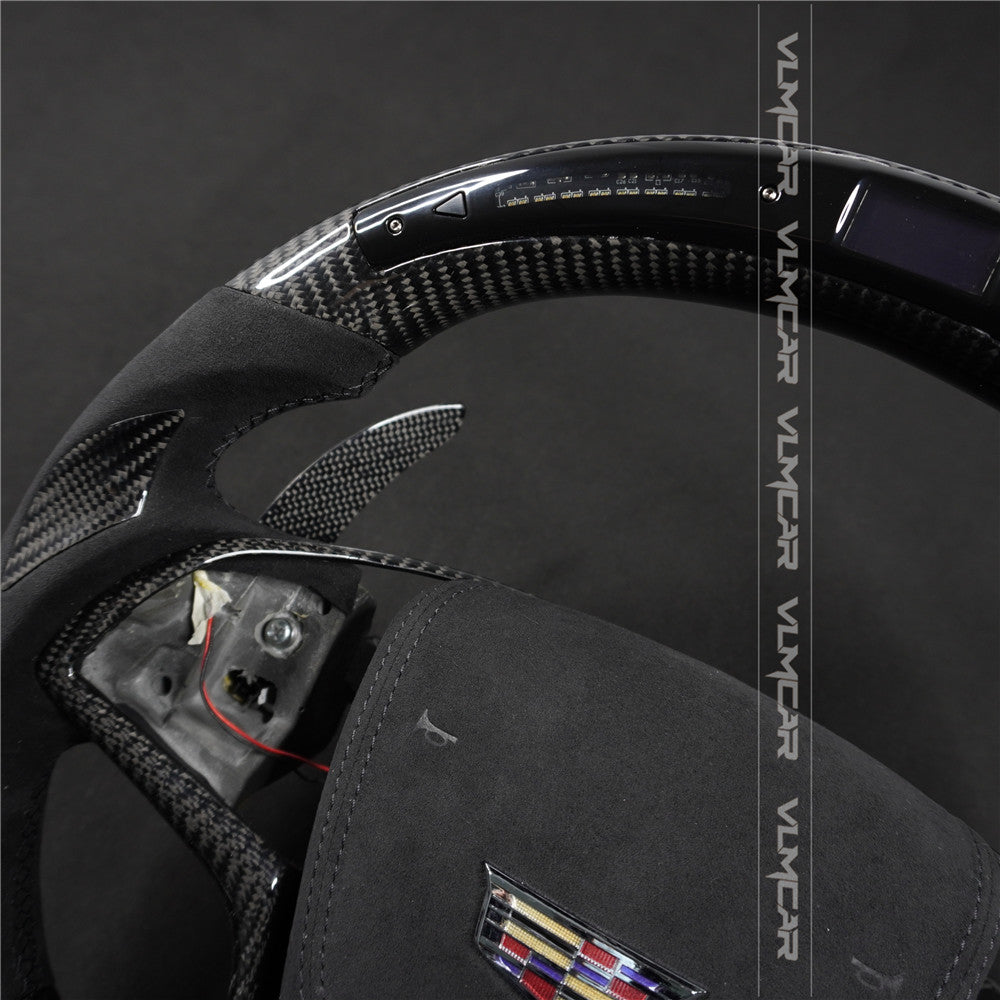Private custom carbon fiber steering wheel with LED display for Cadillac ATS/CTS-V3/ with shift paddles/airbag cover