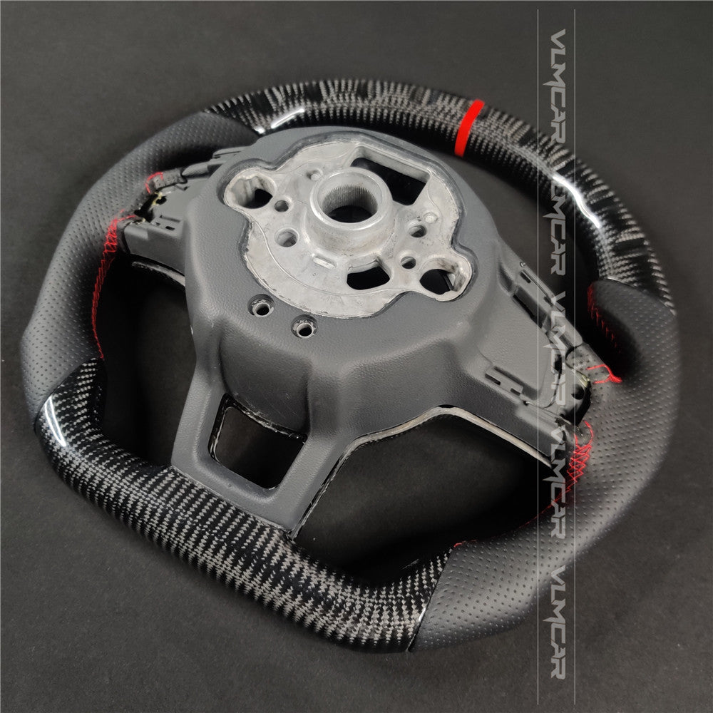 Private custom carbon fiber steering wheel with perforated leather for vw golf mk7/7.5/with GTI logo