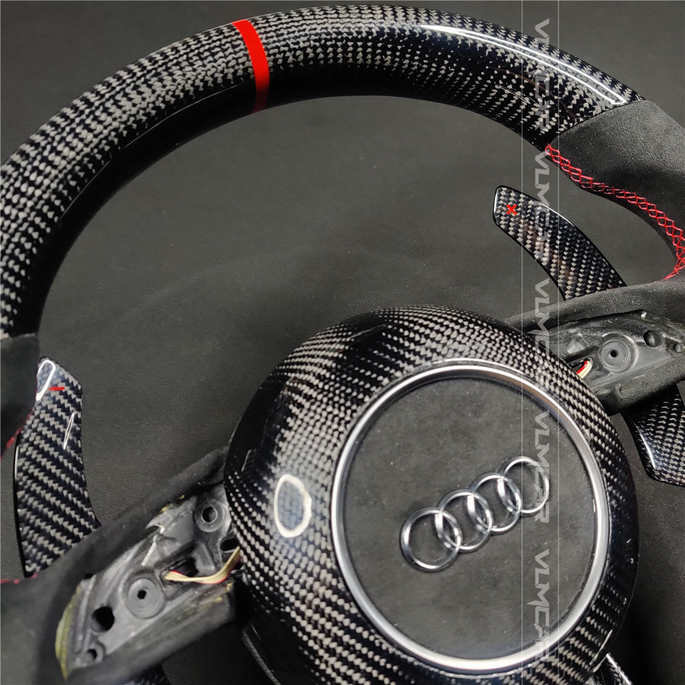 Private custom carbon fiber steering wheel with suede for audi A1/A6/A7/S/RS/with shift paddles and airbag cover