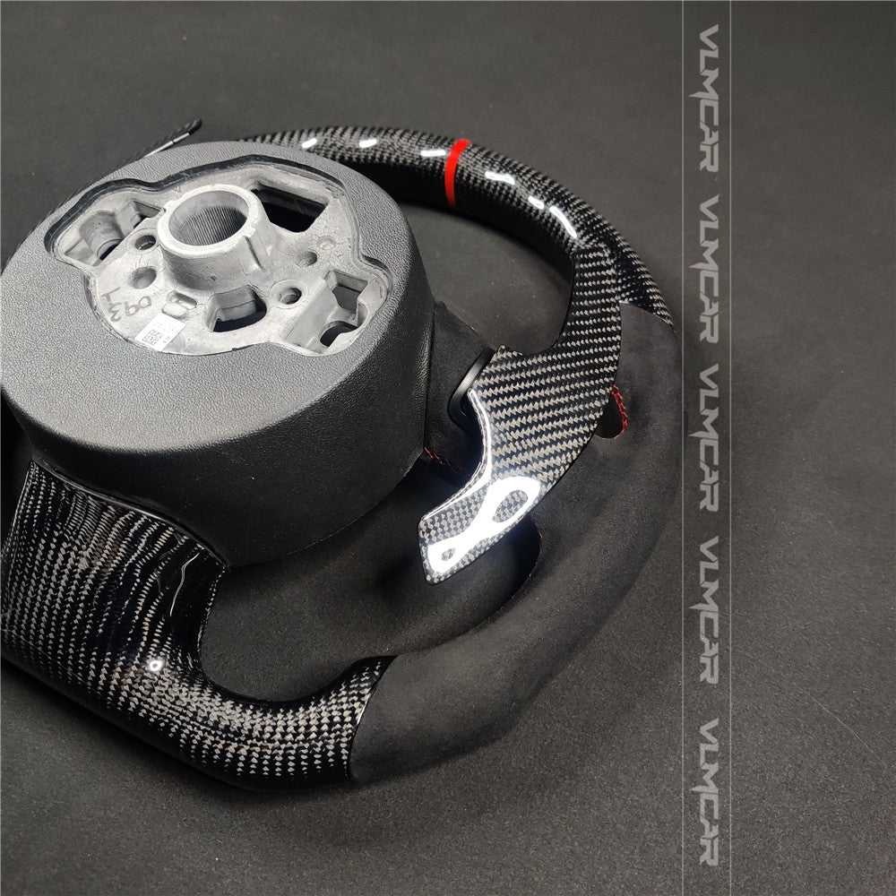 Private custom carbon fiber steering wheel with suede for audi A1/A6/A7/S/RS/with shift paddles and airbag cover